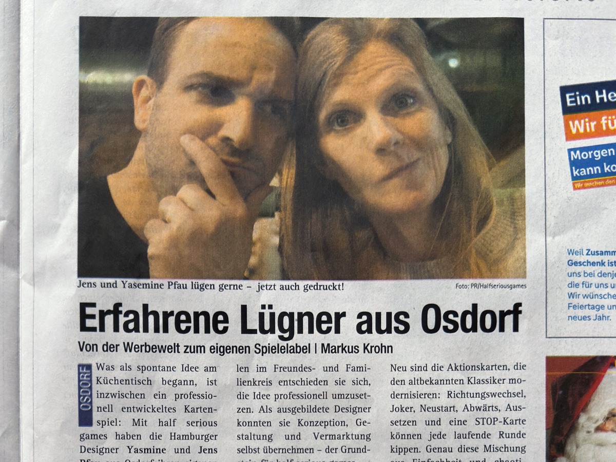 Zeitungsartikel „Erfahrene Lügner aus Osdorf“ über Yasmine und Jens Pfau